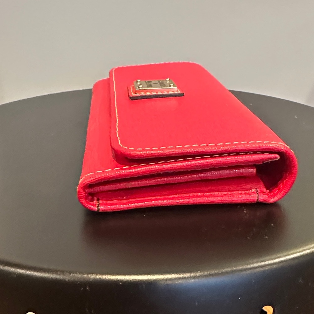 Dooney & Bourke Saffiano Leather Folded Zip Bifold Wallet – Red - Picture 4 of 5